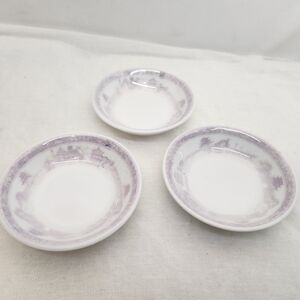 3 Set Purple White Gloss China Mini Saucer Bowls 4"